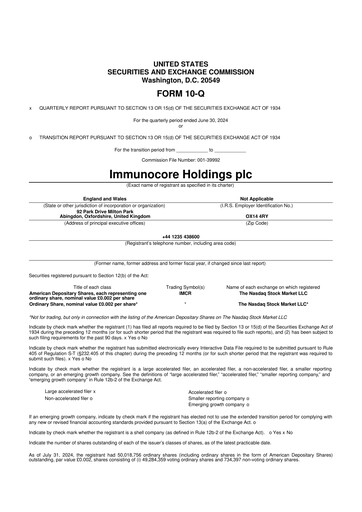 Miniature Immunocore 10-Q Rapport trimestriel 2024 