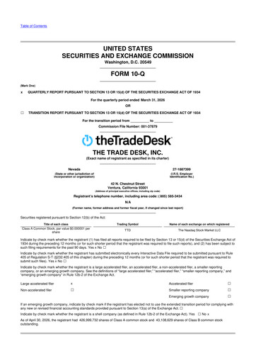 Miniature The Trade Desk
 10-Q Rapport trimestriel  