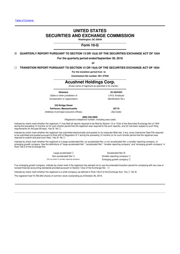 Thumbnail Acushnet Holdings
 10-Q Quarterly Report FY2018 