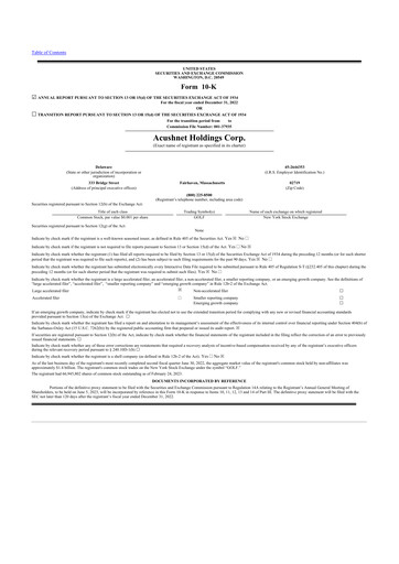 Thumbnail Acushnet Holdings
 10-K Annual Report 2022