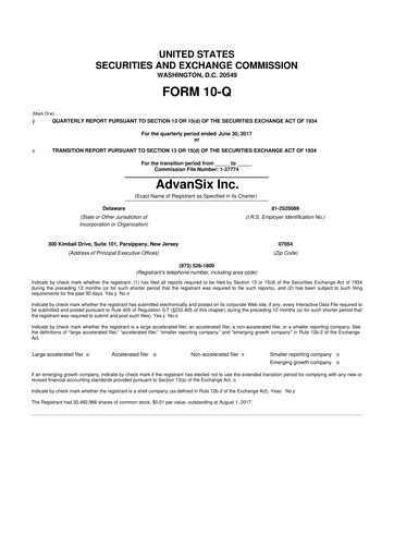 Thumbnail AdvanSix
 10-Q Quarterly Report FY2017 