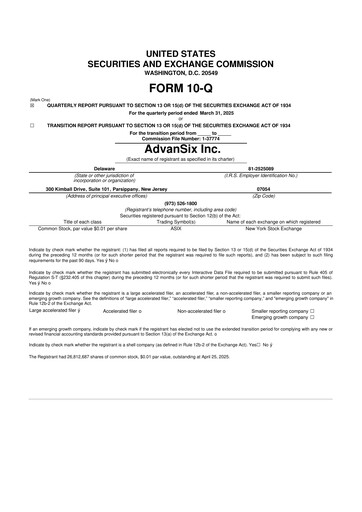 Thumbnail AdvanSix
 10-Q Quarterly Report FY2025 