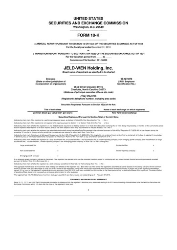 Thumbnail Jeld-Wen 10-K Annual Report 2018