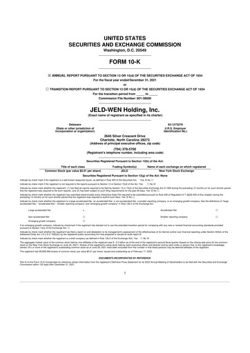 Thumbnail Jeld-Wen 10-K Annual Report 2021