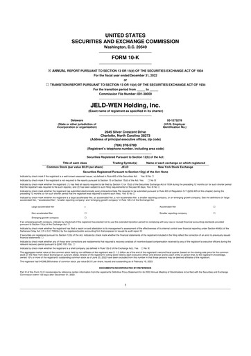 Thumbnail Jeld-Wen 10-K Annual Report 2022