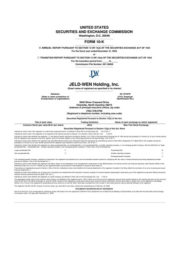 Thumbnail Jeld-Wen 10-K Annual Report 2025