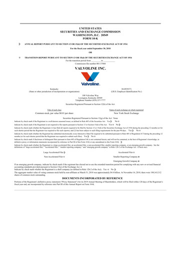 Thumbnail Valvoline 10-K Annual Report 2018