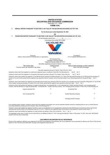 Thumbnail Valvoline 10-K Annual Report 2021