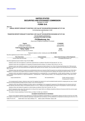 Thumbnail FVCBankcorp 10-K Annual Report 2021