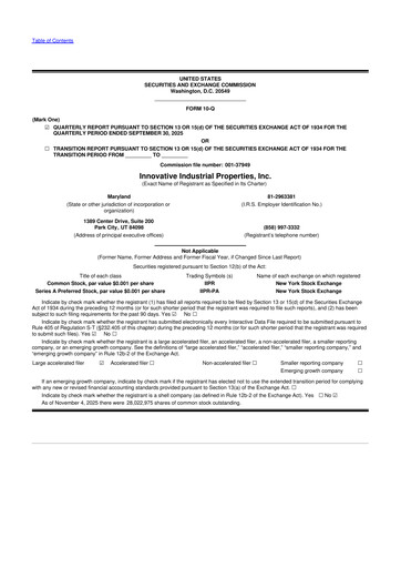 Thumbnail Innovative Industrial Properties
 10-Q Quarterly Report FY2025 