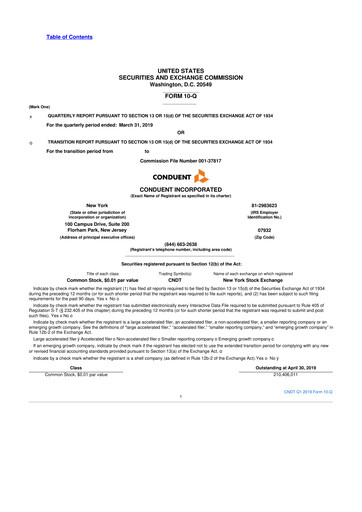 Thumbnail Conduent 10-Q Quarterly Report FY2019 