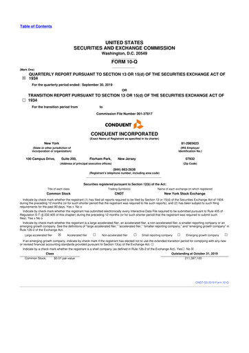 Thumbnail Conduent 10-Q Quarterly Report FY2019 