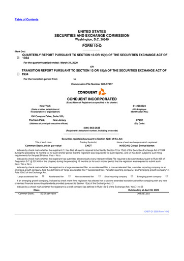 Thumbnail Conduent 10-Q Quarterly Report FY2020 