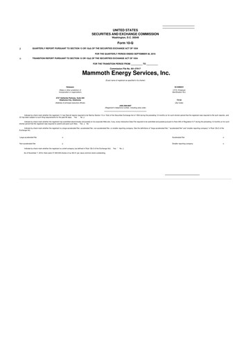 Miniature Mammoth Energy Services 10-Q Rapport trimestriel 2016 