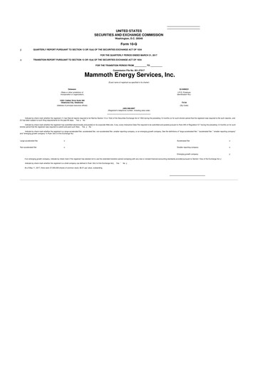 Miniature Mammoth Energy Services 10-Q Rapport trimestriel 2017 