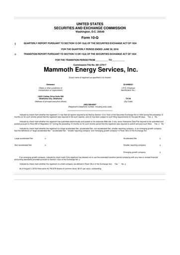 Miniature Mammoth Energy Services 10-Q Rapport trimestriel 2018 