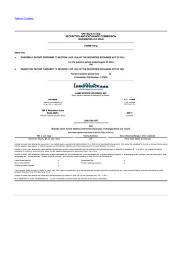 Thumbnail Lamb Weston 10-Q Quarterly Report FY2025 