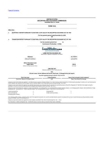 Thumbnail Lamb Weston 10-Q Quarterly Report FY2025 