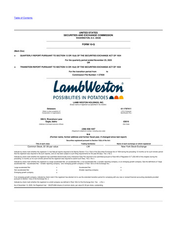 Thumbnail Lamb Weston 10-Q Quarterly Report FY2026 