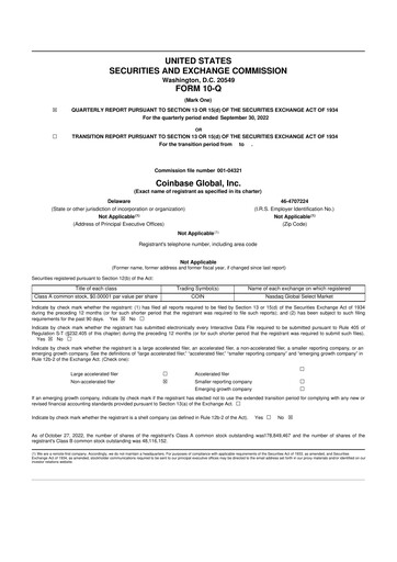 Miniature Coinbase 10-Q Rapport trimestriel 2022 