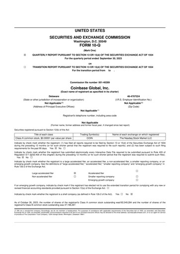 Miniature Coinbase 10-Q Rapport trimestriel 2023 