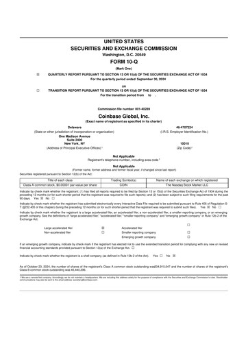 Miniature Coinbase 10-Q Rapport trimestriel 2024 