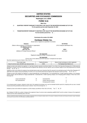 Miniature Coinbase 10-Q Rapport trimestriel 2025 