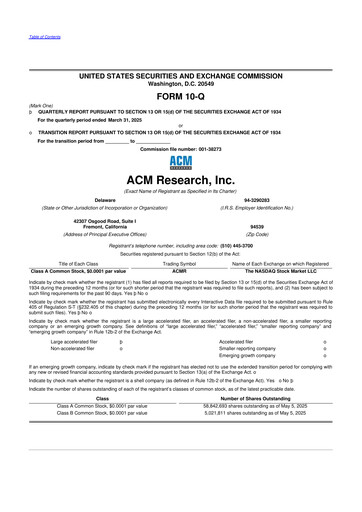 Thumbnail ACM Research
 10-Q Quarterly Report FY2025 