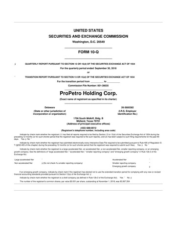 Thumbnail ProPetro 10-Q Quarterly Report FY2018 