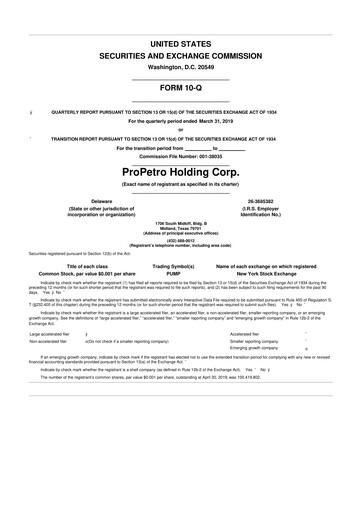 Thumbnail ProPetro 10-Q Quarterly Report FY2019 