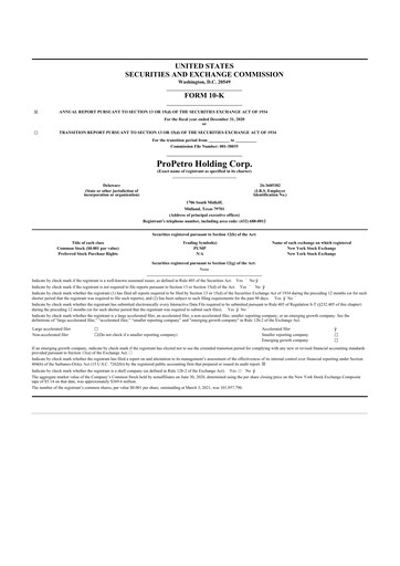 Thumbnail ProPetro 10-K Annual Report 2020