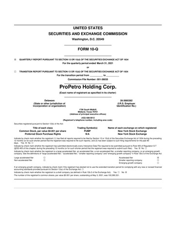 Thumbnail ProPetro 10-Q Quarterly Report FY2021 