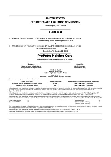 Thumbnail ProPetro 10-Q Quarterly Report FY2021 