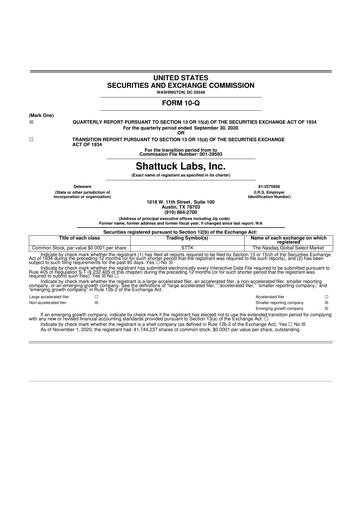 Thumbnail Shattuck Labs 10-Q Quarterly Report FY2020 