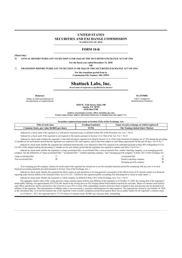 Thumbnail Shattuck Labs 10-K Annual Report 2020