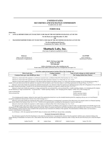 Thumbnail Shattuck Labs 10-K Annual Report 2022