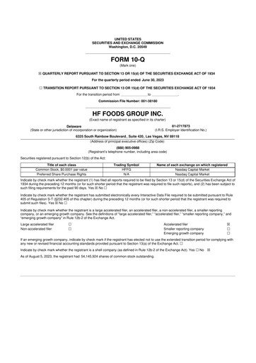 Thumbnail HF Foods Group
 10-Q Quarterly Report FY2023 