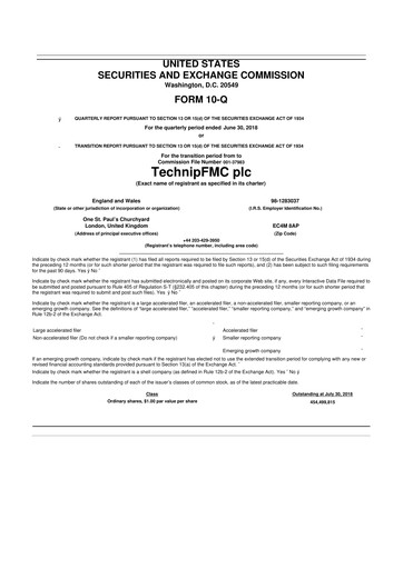 Thumbnail TechnipFMC
 10-Q Quarterly Report FY2018 