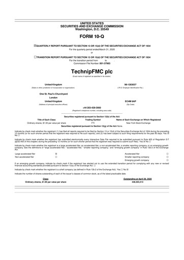 Thumbnail TechnipFMC
 10-Q Quarterly Report FY2020 