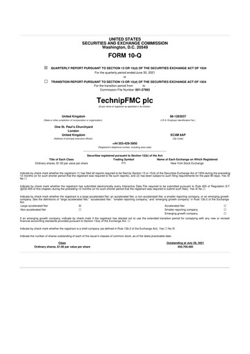 Thumbnail TechnipFMC
 10-Q Quarterly Report FY2021 