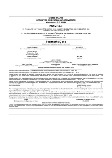 Thumbnail TechnipFMC
 10-K Annual Report 2021