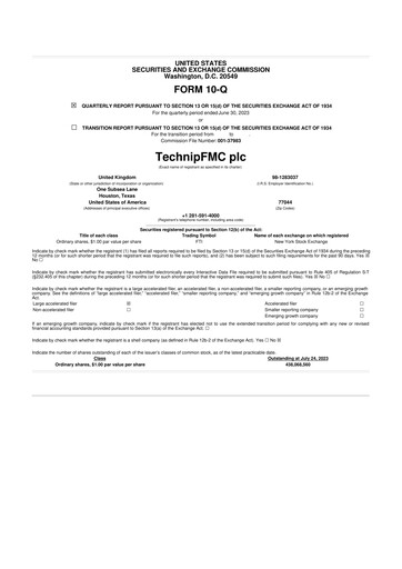 Thumbnail TechnipFMC
 10-Q Quarterly Report FY2023 