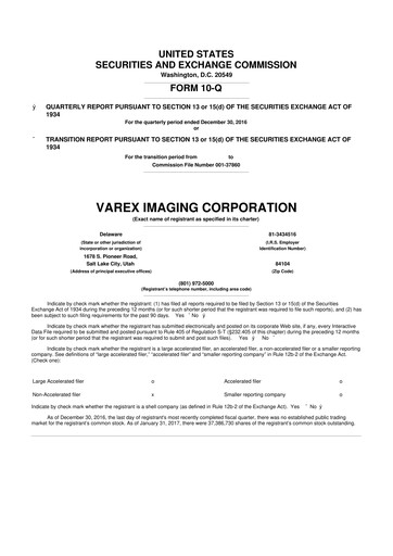 Thumbnail Varex Imaging
 10-Q Quarterly Report FY2017 
