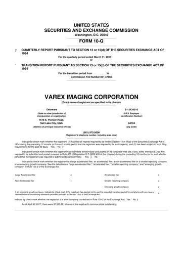Thumbnail Varex Imaging
 10-Q Quarterly Report FY2017 