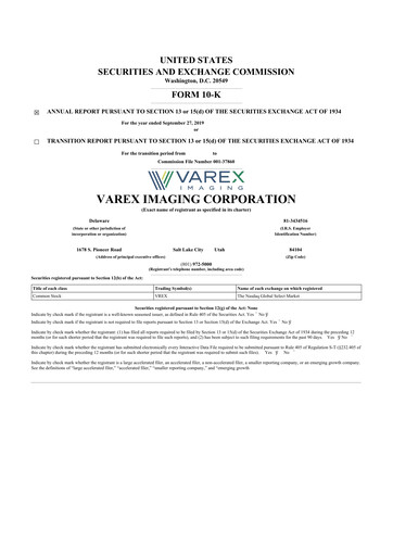 Thumbnail Varex Imaging
 10-K Annual Report 2019