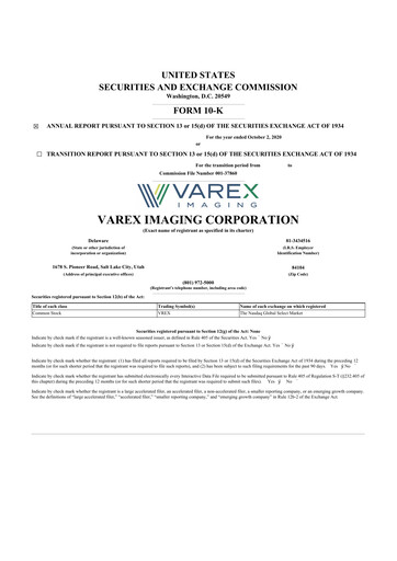 Thumbnail Varex Imaging
 10-K Annual Report 2020