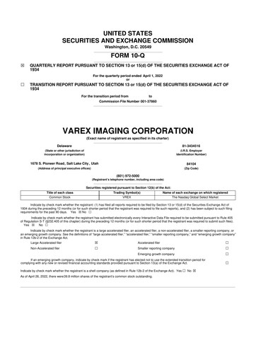 Thumbnail Varex Imaging
 10-Q Quarterly Report FY2022 