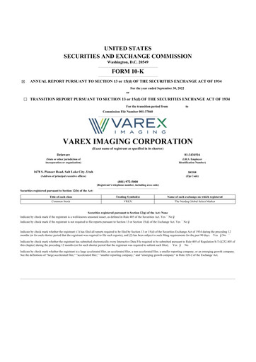 Thumbnail Varex Imaging
 10-K Annual Report 2022