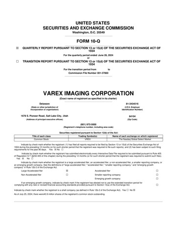 Thumbnail Varex Imaging
 10-Q Quarterly Report FY2024 