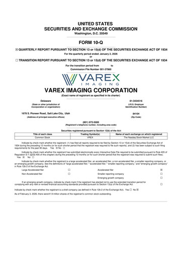 Thumbnail Varex Imaging
 10-Q Quarterly Report FY 